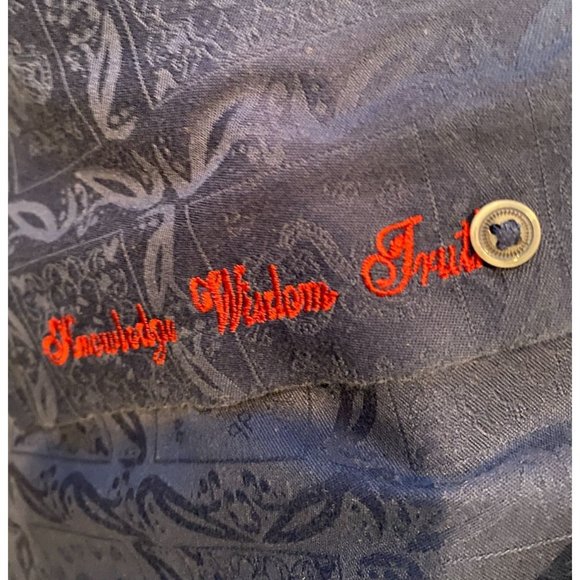 Robert Graham Long Sleeve Shirt Large, Dark Blue on blue pattern, Flip Cuff, Ful - Picture 6 of 8